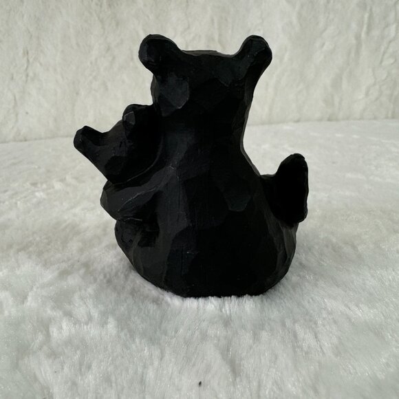 Carved Black Bear & Cub Figurine By Slifka Hand-Painted Resin Cabin woodland - Picture 4 of 6